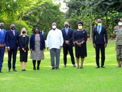 Baroness Verma and delegation meet with President Museveni on solar powered irrigation project - State House - Entebbe