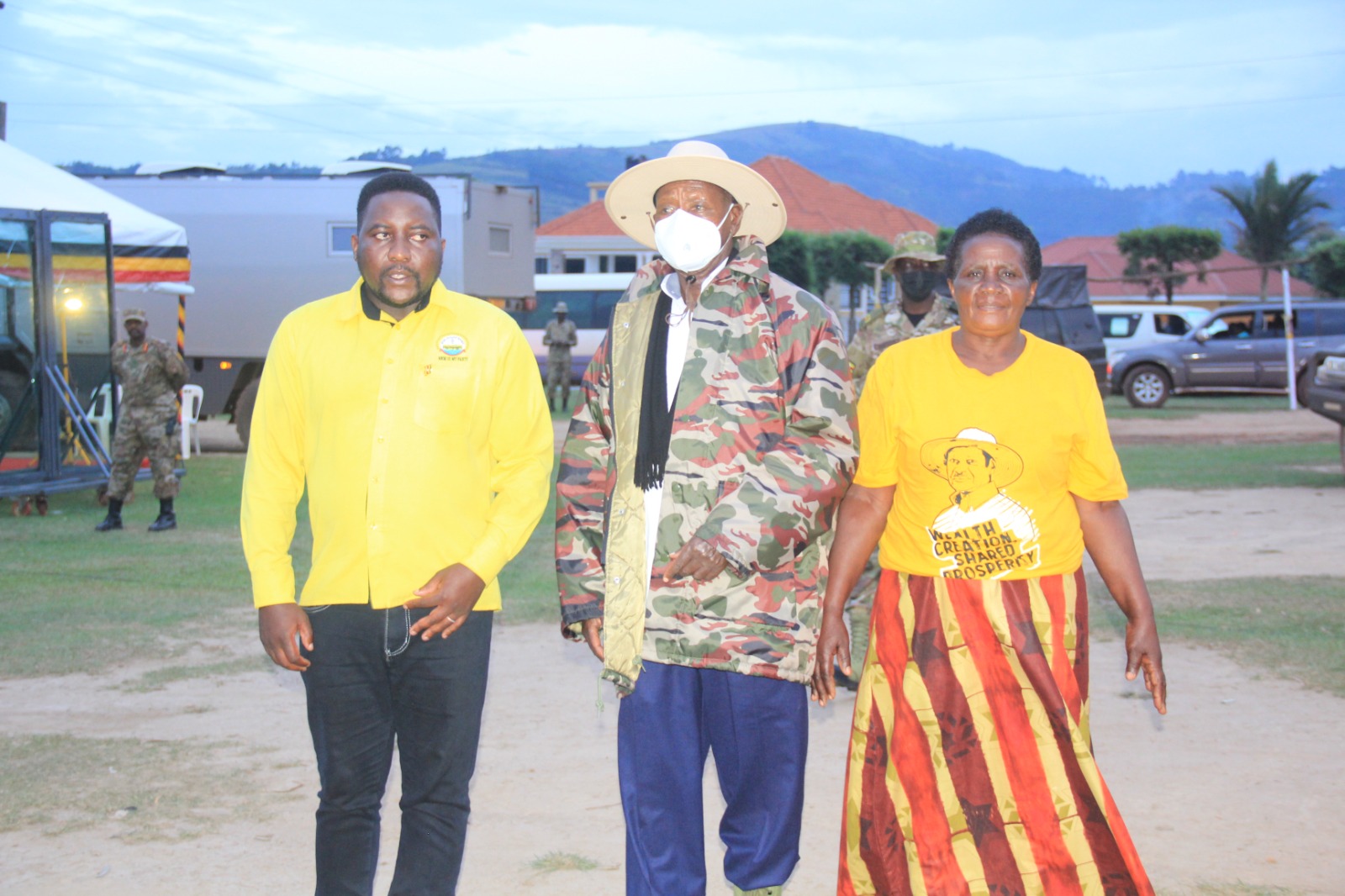 Mrs Rwakiseta and her son Innocent with the president last year 